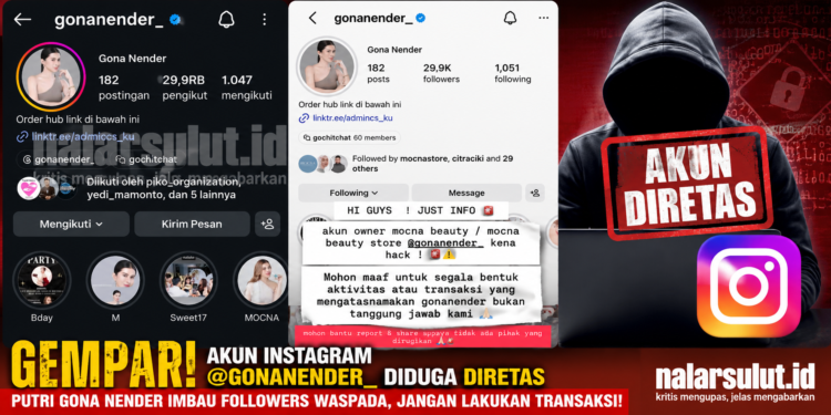 AWAS PENIPUAN, Akun Instagram Putri Gona Nender Diretas: Publik Diminta Report dan Share